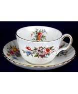 Minton Marlow Cup &amp; Saucer Floral w Gold Rim S309 China - £7.85 GBP