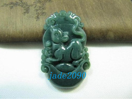 FREE SHIPPING - AAA Grade Natural dark green  jade carved Rat charm jade pendant - £15.73 GBP