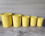 Tupperware Servalier Yellow Canister Set of 5 Nesting w/lids 10 pcs Vtg ... - $89.09