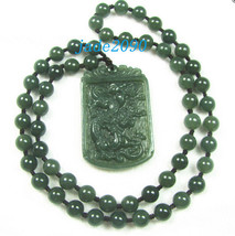 Free Shipping - 2012 Year Good luck Amulet Natural dark green Jadeite Jade carve - £23.59 GBP