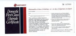 Northwest Domestic First Class Upgrade Certificate expired in 1987 Unusable - $15.88