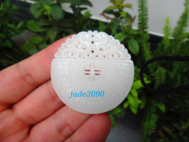 Free Shipping -  Good luck Hand- carved  Natural Real white jade Two dragon Real - £17.64 GBP
