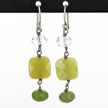 Vintage Silpada Sterling Canadian &amp; Olive Jade Crystal Bead Drop Earring... - $34.95