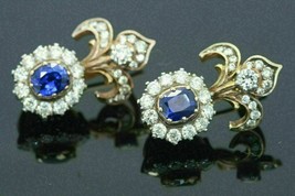 3Carat Oval Lab Creates Blue Sapphire &amp; Diamond Drops / Long Earrings-
show o... - £36.50 GBP
