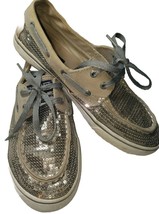 Sperry Women&#39;s Gold Sequin Loafers Shoes Top-Sider Bahama Peter Sider Bo... - $11.29