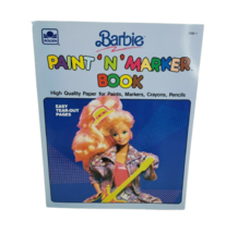 New Vintage 1990 Mattel Barbie Paint N Marker Coloring Book Nos Golden - £20.77 GBP