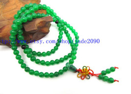 Free Shipping - 7 mm  natural green Jade 108 Prayer Beads Mala necklace - £22.41 GBP