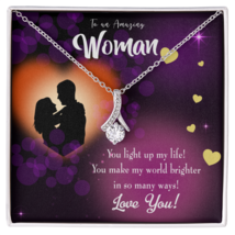 To My Girlfriend  You Light up my Life Alluring Ribbon Necklace Message Card - £53.40 GBP+