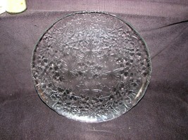 Vintage Cake Platter, Clear Glass Snow Flake Pattern 13&quot; Ruffled Edge - £22.03 GBP