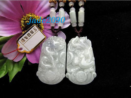 Free Shipping - Real white jade Good luck Hand- carved  Natural white Dragon and - £23.43 GBP