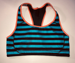 Nike Dri-fit Sports Bra Sz S Striped Blue Black Orange Racerback Stretch... - $12.88