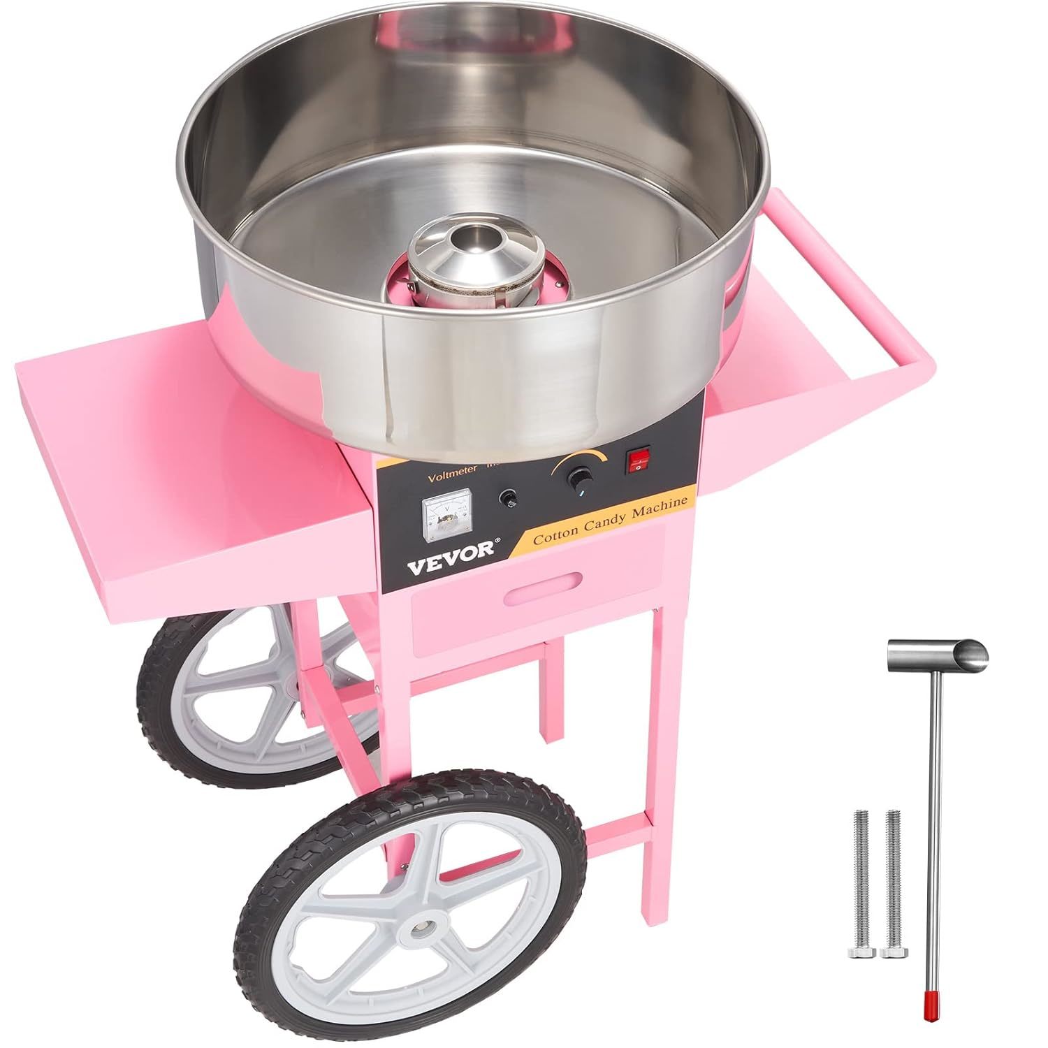 VBENLEM Commercial Cotton Candy Machine with Cart (New Version), Electric Floss