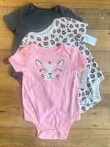 Baby Cat &amp; Jack Girl&#39;s Short-Sleeved Bodysuit, Set of 3 (3-6M), New! - $9.41