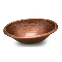 Hammered Copper Oval Bathroom Sink Vessel 17 x 13 inch - £193.53 GBP