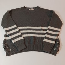 Pink Republic Women&#39;s Gray &amp; White Stripes Long Sleeve Pullover Sweater ... - €11,26 EUR