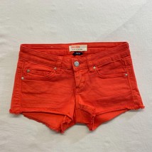 GRG DNM Women&#39;s Cut Off Shorts Size 0 Orange Stretch Cotton Blend Low Rise - $7.92