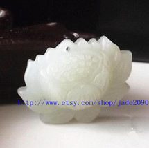 Free shipping - Hand carved  Natural white  jade jadeite buddha Lotus / buddha f - £15.95 GBP