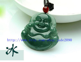 Free Shipping - Tibet Buddhist Real 100% Natural Green Burma jadeite jade Laughi - £23.53 GBP