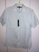 Perry Ellis Men&#39;s Ss Slimfit Plaid BUTTON-DOWN 100% Cotton SHIRT-S-NWT-$65 Tag - £22.01 GBP