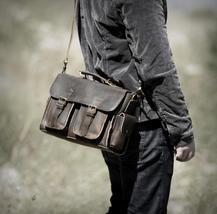 Handmade Genuine Crazy Horse Leather Vintage Men&#39;s Handbag - £142.26 GBP