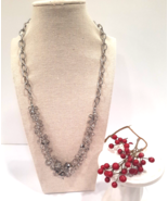 Vera Wang Statement Necklace Crystal Cluster Bead Shimmer Shiny Holiday - £14.70 GBP