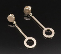 925 Silver - Vintage Minimalist Open Circle Linear Drop Earrings - EG11978 - $36.87