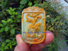 Free Shipping - chinese dragon  Hand- carved Natural yellow jadeite jade dragon  - £20.44 GBP