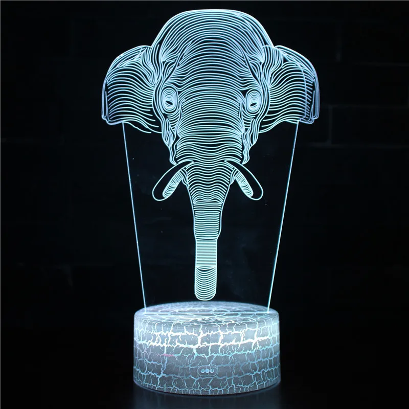 Elephant 3D Night Light Led Table Bedside Lamp for Bedroom Crack Base Style 7 - $19.99