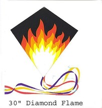 30&quot; Flame Flames Diamond Nylon Flying In Wind Kite + Line, Winder, &amp; Skytails - £20.79 GBP