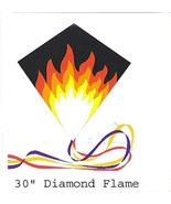 30&quot; FLAME FLAMES DIAMOND NYLON FLYING IN WIND KITE + LINE, WINDER, &amp; SKY... - £20.42 GBP
