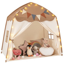 Kids Play Tent Bed Tent with String Lights Extra Large Playhouse Tent-Coffee - C - $81.23