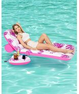Heavy Duty Inflatable Pool Lounger Adjustable Backrest Float w/ Cup - $288.02 MXN