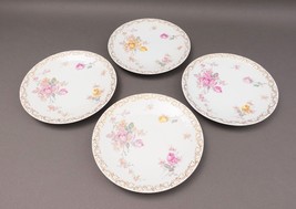 T&amp;V Tresseman Vogt Limoges France Floral Porcelain 8 1/4&quot; Salad Plate Set Of 4 - £157.31 GBP