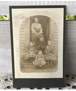 Vintage Cabinet Card Photo Mother with 4 Children 3 Girls + 1 Boy House ... - $47.04 CAD