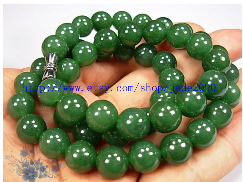 Free Shipping - green jadeite jade beaded, green beads, charm beaded size 12mm c - £20.75 GBP
