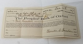 Check The People&#39;s Bank of Oxford Pennsylvania 1917 $500 Imperfect - £11.17 GBP