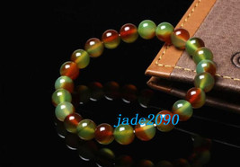 Free Shipping - Natural Red Apple color jade bracelet  Prayer Beads charm jade b - $19.99
