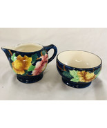 vtg MALINC &quot;Newcastel on the Tyme&quot; England Floral Embossed Creamer &amp; sug... - £23.39 GBP