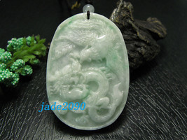 Free Shipping - Natural light green jadeite jade  Dragon and Phoenix  charm jade - £16.02 GBP