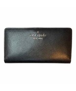 Kate Spade Black Textured Leather Snap Closure Clutch Wallet Womens - $50.19