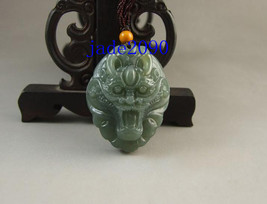 Free Shipping - Hand carved jade dragon , Natural light green jadeite jade charm - £20.74 GBP