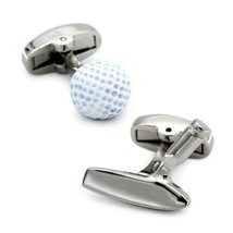 Golf Cufflinks White Enamel Ball Golfing Putter New W Gift Bag Asymetric Pair - £9.35 GBP
