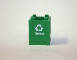 Recycle Bin Trash Can green Barrel Drum construction piece Minifigure Custome - £2.24 GBP