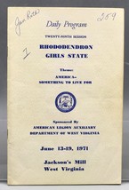 Rhododendron Girls State West Virginia American Legion Program 1971 - £11.79 GBP