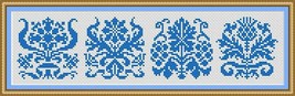 Art Nouveau Small Motifs Flowers Sampler Monochrome Cross Stitch/Filet P... - £3.13 GBP