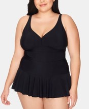 Swim Solutions Womens Tummy Control Swim Dress Color Black Size 24W - £79.29 GBP