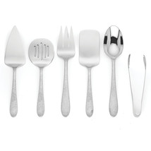 Lenox Garvey Serving Set Flatware 6 Piece Hammered Hostess 18/10 Stainle... - $79.00
