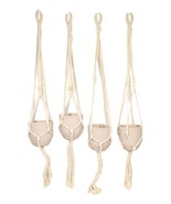 Set of 4 Decorative Cotton Frill Macrame Hanger Planter Clay Pots Wall D... - $68.37 CAD