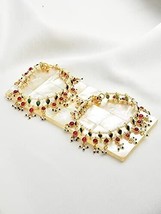 Green &amp; Pink Traditional Kundan Payal For Women (2 Anklets) Jewelry Set - £16.50 GBP