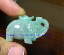 Free Shipping - Burma jade Elephant  , Natural Burma green Jadeite Jade carved E - £15.71 GBP